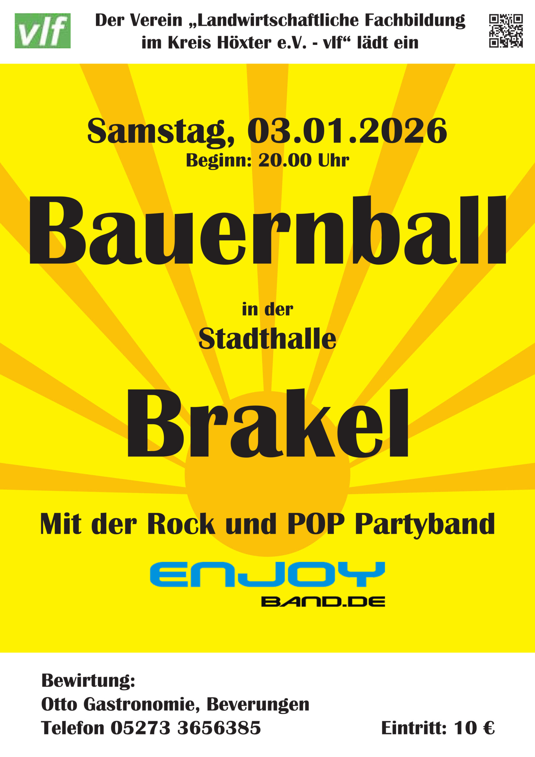 Plakat des Bauernballs in Brakel am 3. Januar 2026.